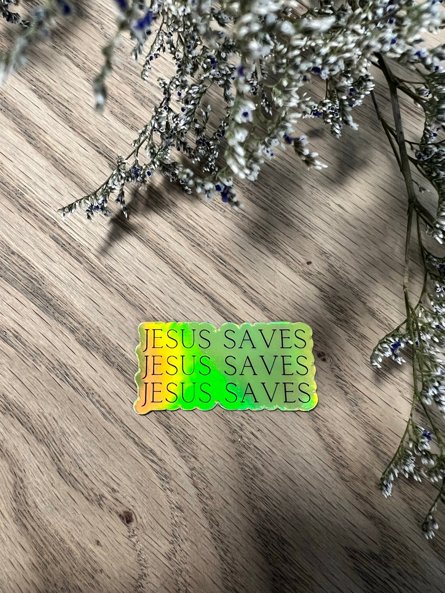 Holographic Jesus Saves Sticker