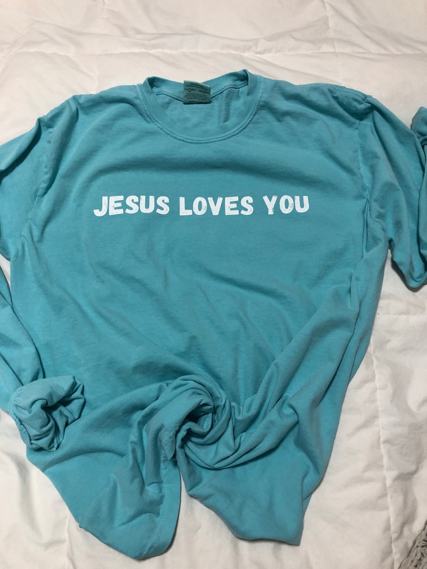 Jesus Loves You Teal Long Sleeve