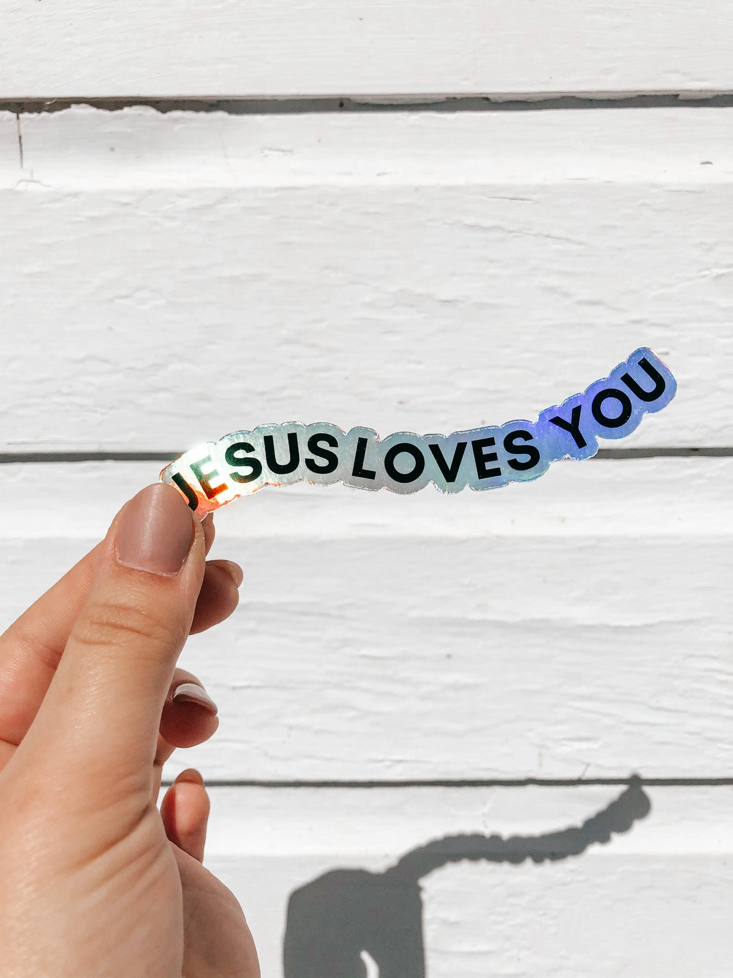 Holographic Jesus Loves You Sticker