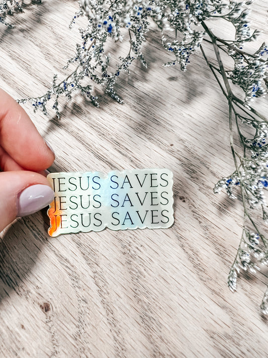 Holographic Jesus Saves Sticker